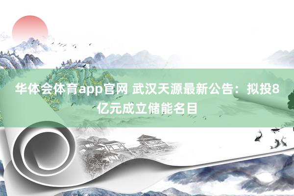 华体会体育app官网 武汉天源最新公告：拟投8亿元成立储能名目