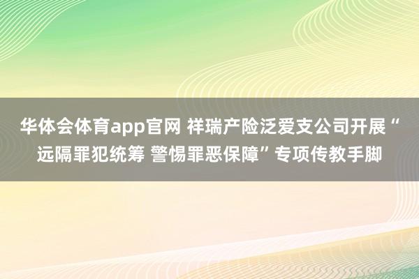 华体会体育app官网 祥瑞产险泛爱支公司开展“远隔罪犯统筹 警惕罪恶保障”专项传教手脚
