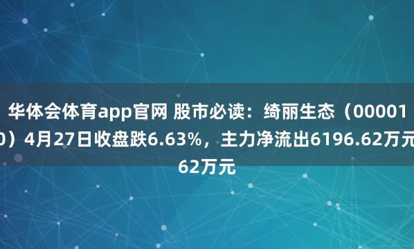 华体会体育app官网 股市必读：绮丽生态（000010）4月27日收盘跌6.63%，主力净流出6196.62万元