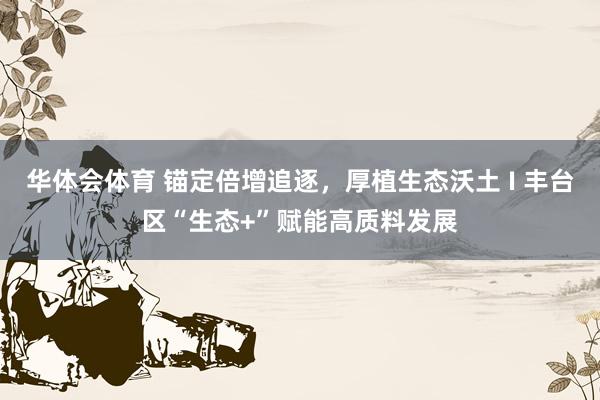 华体会体育 锚定倍增追逐，厚植生态沃土 I 丰台区“生态+”赋能高质料发展