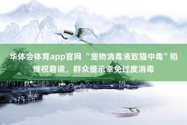 华体会体育app官网 “宠物消毒液致猫中毒”陷维权窘境，群众提示幸免过度消毒