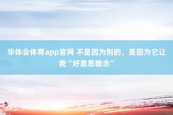 华体会体育app官网 不是因为别的，是因为它让我“好意思瞻念”