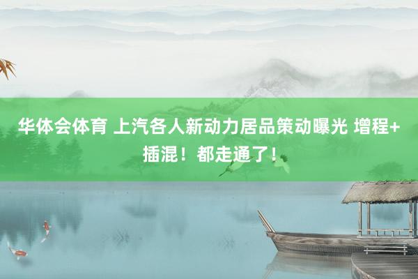 华体会体育 上汽各人新动力居品策动曝光 增程+插混！都走通了！