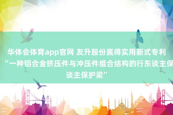 华体会体育app官网 友升股份赢得实用新式专利授权：“一种铝合金挤压件与冲压件组合结构的行东谈主保护梁”
