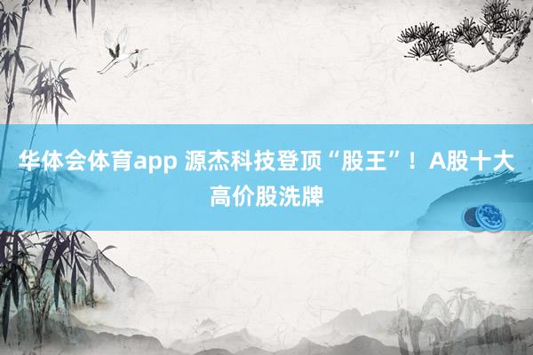 华体会体育app 源杰科技登顶“股王”！A股十大高价股洗牌