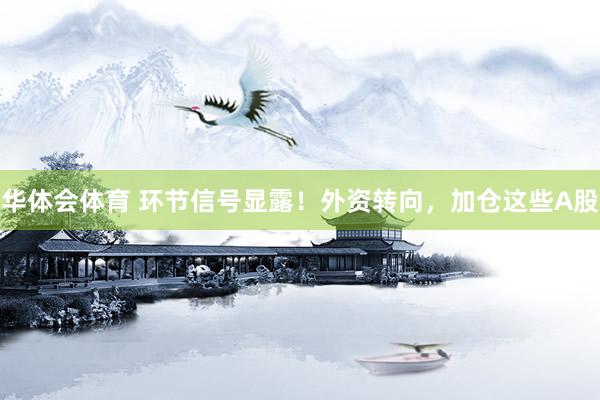 华体会体育 环节信号显露！外资转向，加仓这些A股